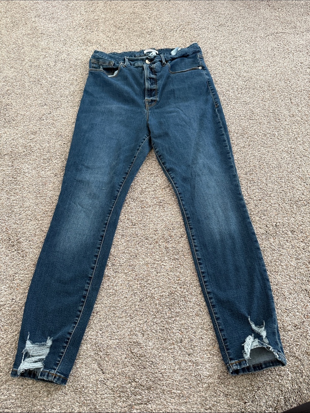 Good American Women’s Good Waist Distressed Raw Hem Denim Jeans size 16